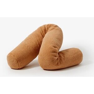 Buffy Wiggle Pillow Cover Toast Brown Sherpa Fleece Body Pillowcase New